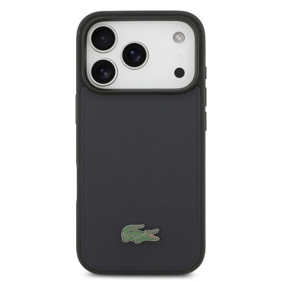 Apple iPhone 17 Pro Case Lacoste Original Licensed M-Safe Charging Feature PU Pique Pattern Metal Logo Card Holder Cover - 15