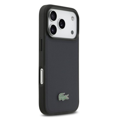 Apple iPhone 17 Pro Case Lacoste Original Licensed M-Safe Charging Feature PU Pique Pattern Metal Logo Card Holder Cover - 16