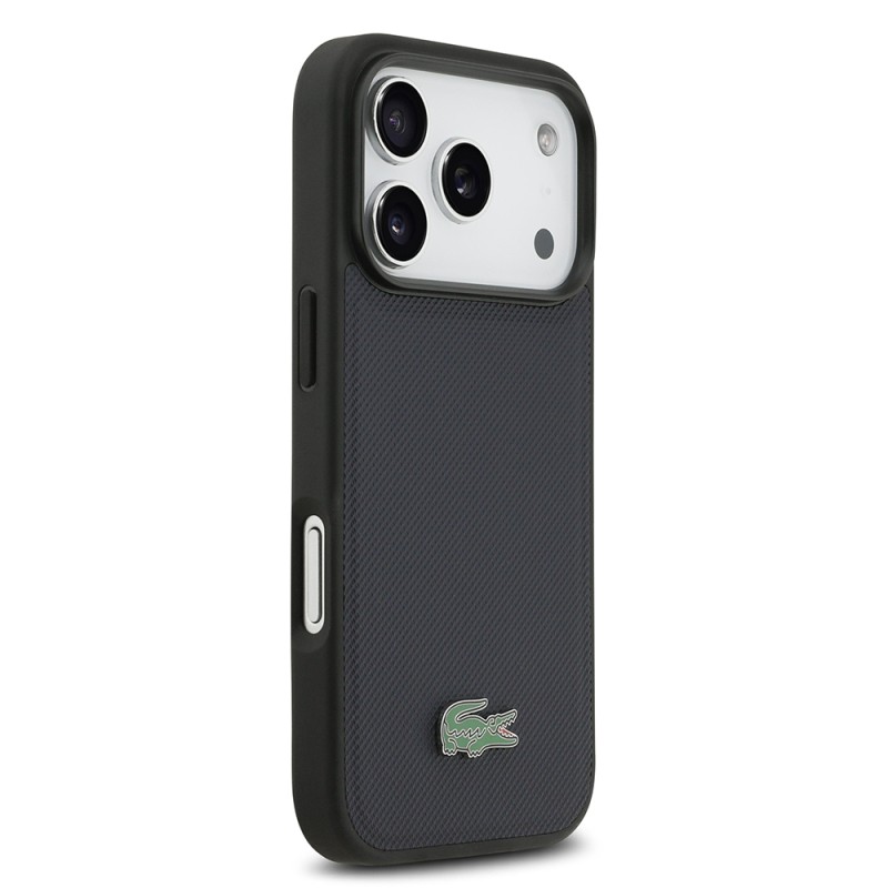 Apple iPhone 17 Pro Case Lacoste Original Licensed M-Safe Charging Feature PU Pique Pattern Metal Logo Card Holder Cover - 16