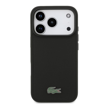 Apple iPhone 17 Pro Case Lacoste Original Licensed M-Safe Charging Feature PU Pique Pattern Metal Logo Card Holder Cover - 33