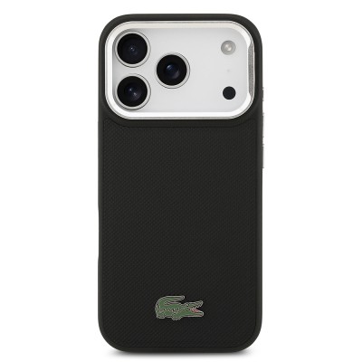 Apple iPhone 17 Pro Case Lacoste Original Licensed M-safe Charging Feature PU Pique Pattern Stand Metal Logo Cover - 7