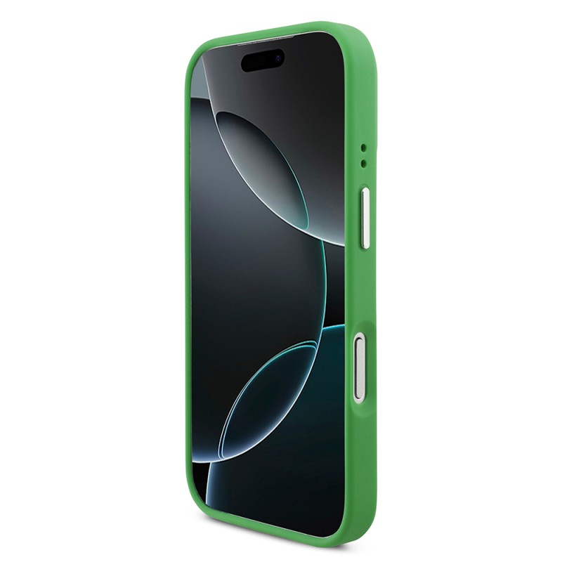 Apple iPhone 17 Pro Case Lacoste Original Licensed M-safe Charging Feature PU Pique Pattern Stand Metal Logo Cover - 16