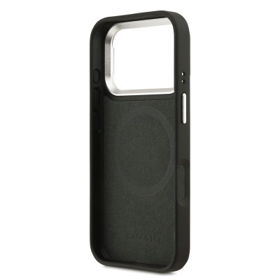 Apple iPhone 17 Pro Case Lacoste Original Licensed M-safe Charging Feature PU Pique Pattern Stand Metal Logo Cover - 25