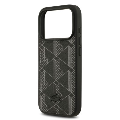 Apple iPhone 17 Pro Case Lacoste Original Licensed M-Safe Charging Function PU Leather Design Card Holder Mixed Monogram Pattern Cover - 8