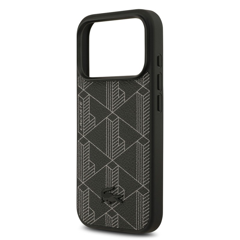 Apple iPhone 17 Pro Case Lacoste Original Licensed M-Safe Charging Function PU Leather Design Card Holder Mixed Monogram Pattern Cover - 8