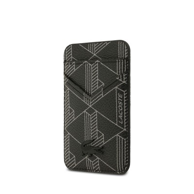 Apple iPhone 17 Pro Case Lacoste Original Licensed M-Safe Charging Function PU Leather Design Card Holder Mixed Monogram Pattern Cover - 11