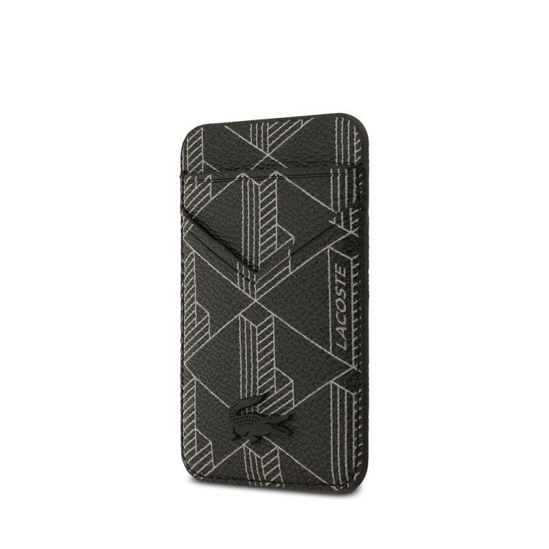 Apple iPhone 17 Pro Case Lacoste Original Licensed M-Safe Charging Function PU Leather Design Card Holder Mixed Monogram Pattern Cover - 11