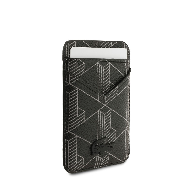 Apple iPhone 17 Pro Case Lacoste Original Licensed M-Safe Charging Function PU Leather Design Card Holder Mixed Monogram Pattern Cover - 13