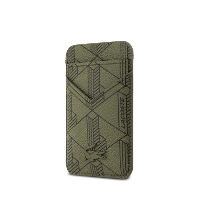 Apple iPhone 17 Pro Case Lacoste Original Licensed M-Safe Charging Function PU Leather Design Card Holder Mixed Monogram Pattern Cover - 20