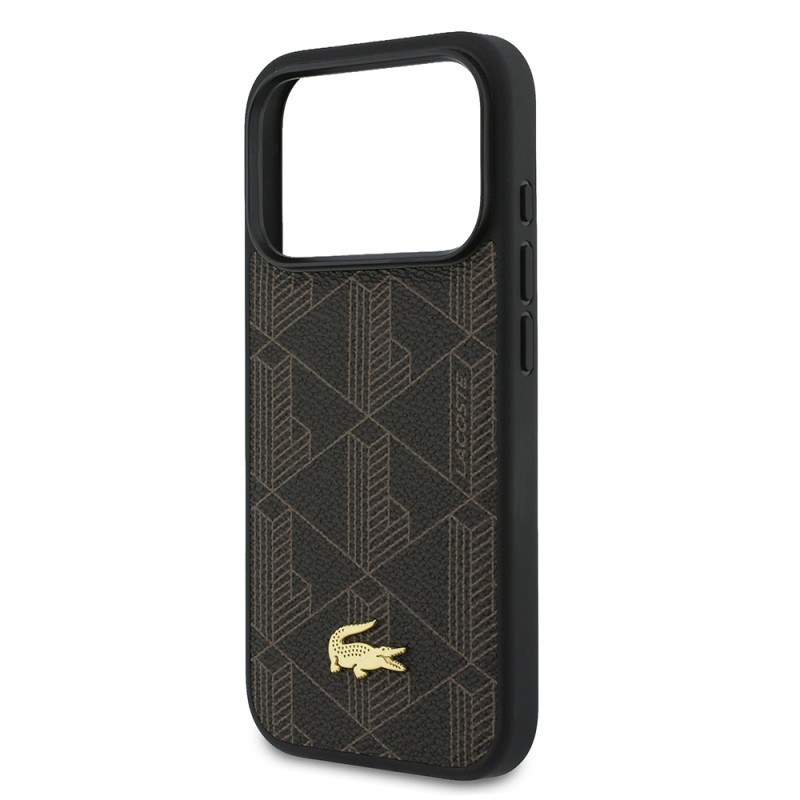 Apple iPhone 17 Pro Case Lacoste Original Licensed M-Safe Charging Function PU Leather Design Card Holder Mixed Monogram Pattern Cover - 29