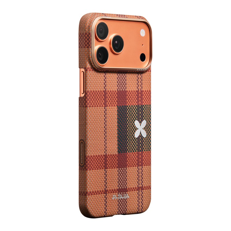 Apple iPhone 17 Pro Case M-safe Charging Enabled Aramid Fiber Pitaka Flora in Grid Series Cover - 7