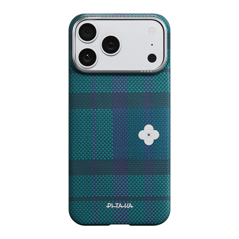 Apple iPhone 17 Pro Case M-safe Charging Enabled Aramid Fiber Pitaka Flora in Grid Series Cover - 6