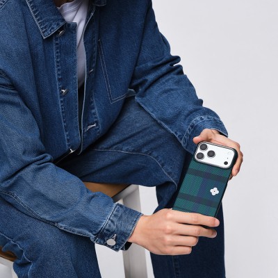 Apple iPhone 17 Pro Case M-safe Charging Enabled Aramid Fiber Pitaka Flora in Grid Series Cover - 19
