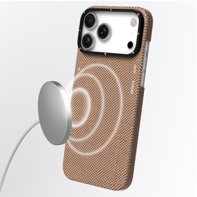Apple iPhone 17 Pro Case M-safe Charging Feature Aramid Fiber Youngkit 1500D Extreme Wing Titanium-Gold Series Cover - 12
