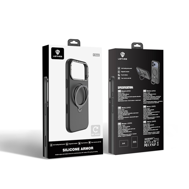 Apple iPhone 17 Pro Case M-safe Charging Feature Metal Stand Liquid Silicone Lenses CK223 Cover - 15