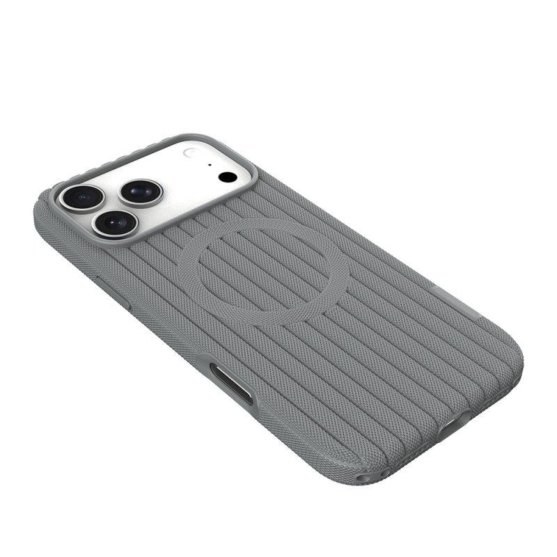 Apple iPhone 17 Pro Case M-Safe Charging Feature Striped Fabric Texture Zore Paris Lorin Cover - 38