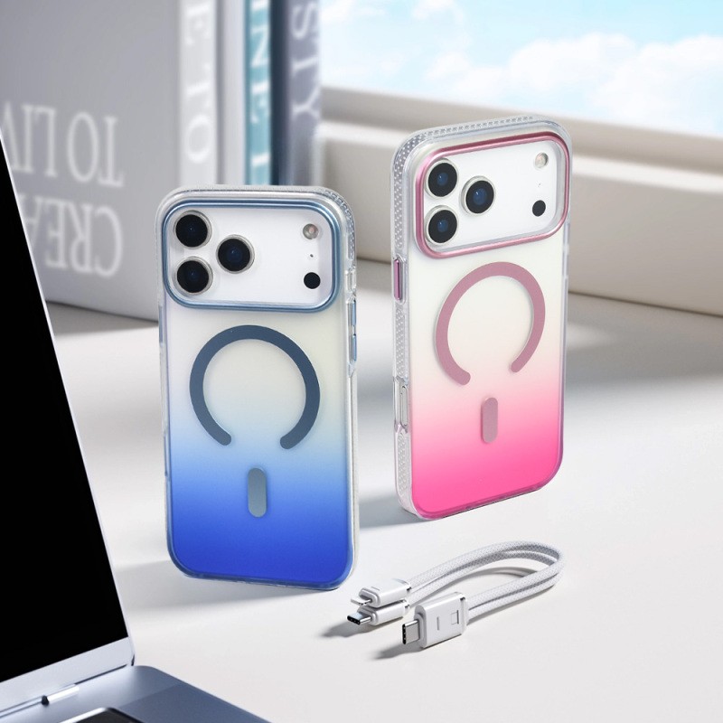 Apple iPhone 17 Pro Case M-safe Charging Feature Transparent Color Transition Zore Toros Cover - 21