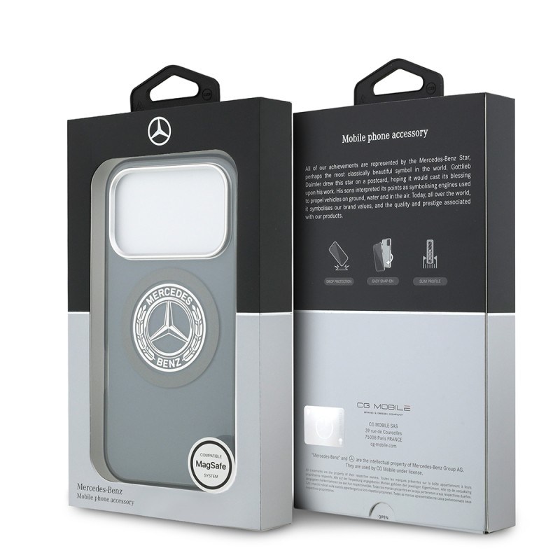 Apple iPhone 17 Pro Case Mercedes Benz Original Licensed M-Safe Charging Feature Dual Layer PC Nostalgic Star Design Cover - 30