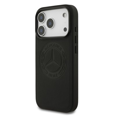Apple iPhone 17 Pro Case Mercedes Benz Original Licensed M-Safe Charging Feature Genuine Leather Nostalgic Star Design Cover - 4