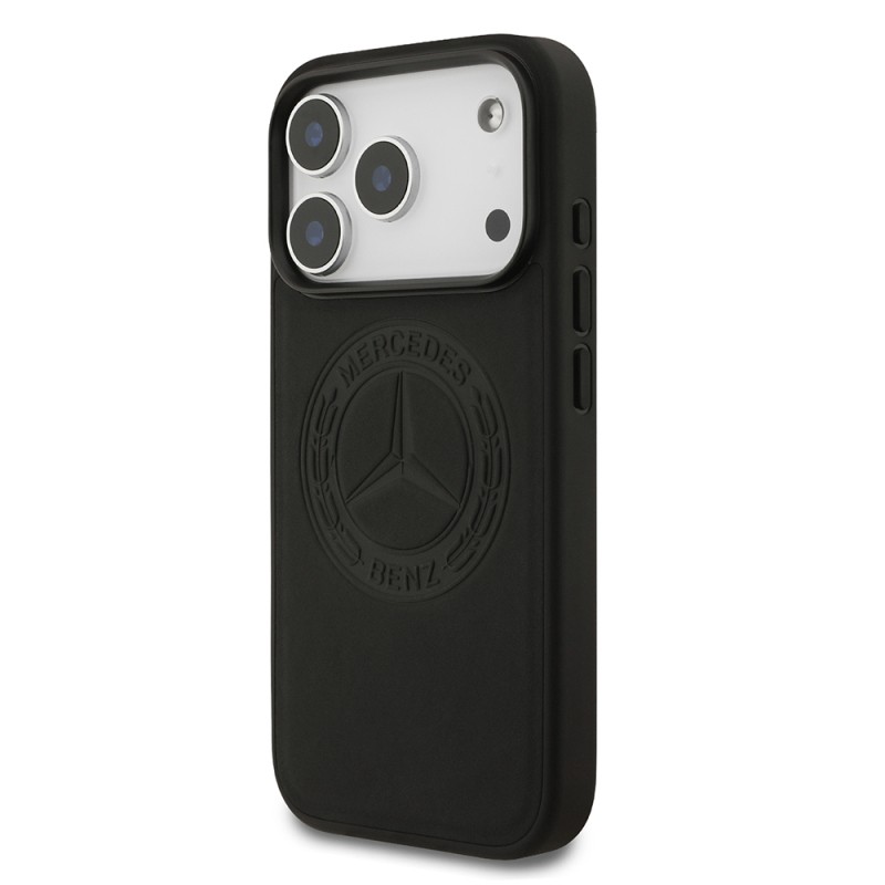 Apple iPhone 17 Pro Case Mercedes Benz Original Licensed M-Safe Charging Feature Genuine Leather Nostalgic Star Design Cover - 4