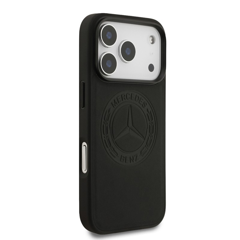 Apple iPhone 17 Pro Case Mercedes Benz Original Licensed M-Safe Charging Feature Genuine Leather Nostalgic Star Design Cover - 6