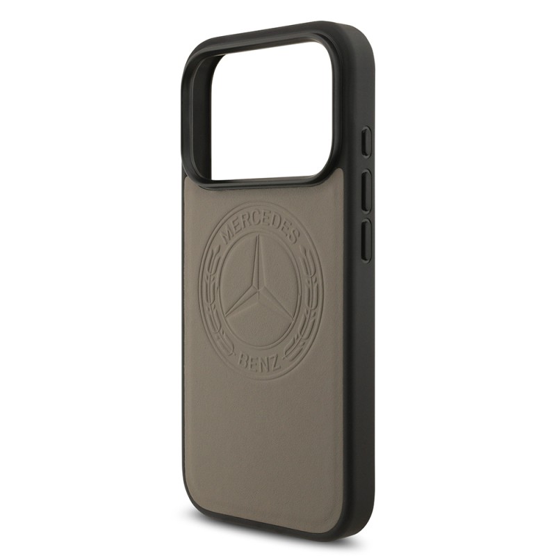 Apple iPhone 17 Pro Case Mercedes Benz Original Licensed M-Safe Charging Feature Genuine Leather Nostalgic Star Design Cover - 14