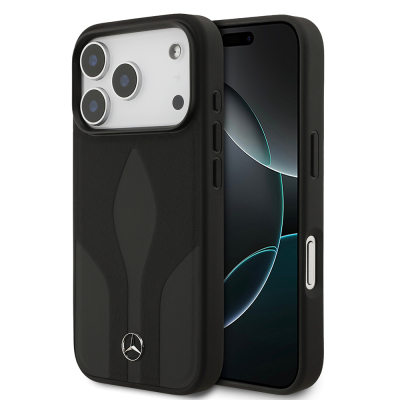 Apple iPhone 17 Pro Case Mercedes Benz Original Licensed M-Safe Charging Feature Textured Patterned Leather Cover - Mercedes Benz