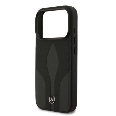 Apple iPhone 17 Pro Case Mercedes Benz Original Licensed M-Safe Charging Feature Textured Patterned Leather Cover - 8
