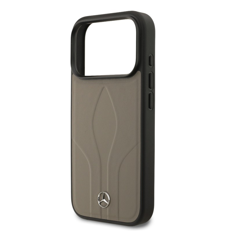 Apple iPhone 17 Pro Case Mercedes Benz Original Licensed M-Safe Charging Feature Textured Patterned Leather Cover - 15