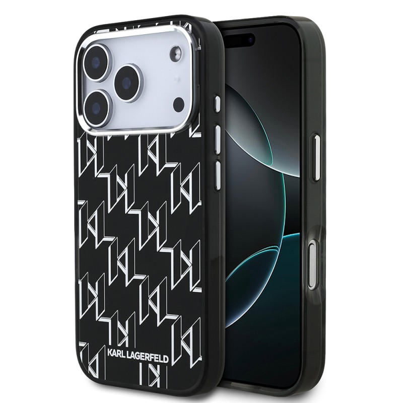 Apple iPhone 17 Pro Case Original Licensed M-Safe Charging Feature Karl Lagerfeld IML Printed Monogram Design Cover - 1