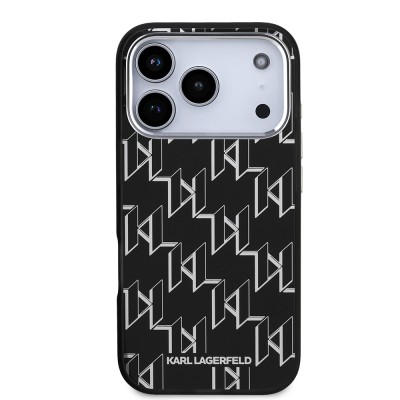 Apple iPhone 17 Pro Case Original Licensed M-Safe Charging Feature Karl Lagerfeld IML Printed Monogram Design Cover - 4
