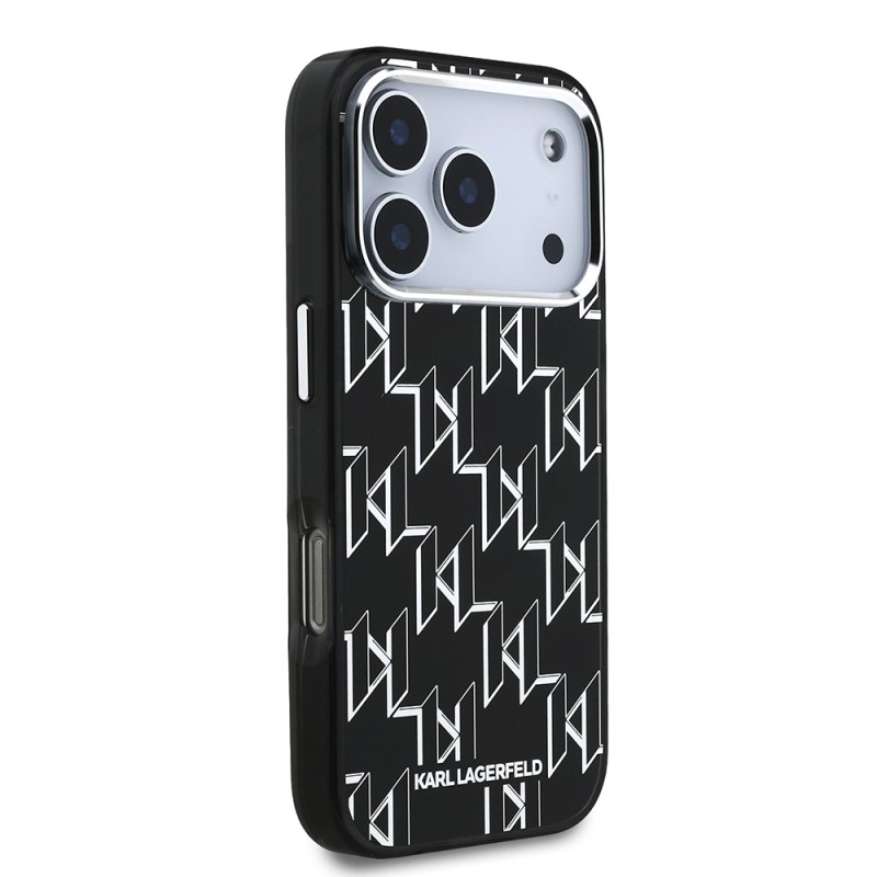 Apple iPhone 17 Pro Case Original Licensed M-Safe Charging Feature Karl Lagerfeld IML Printed Monogram Design Cover - 5