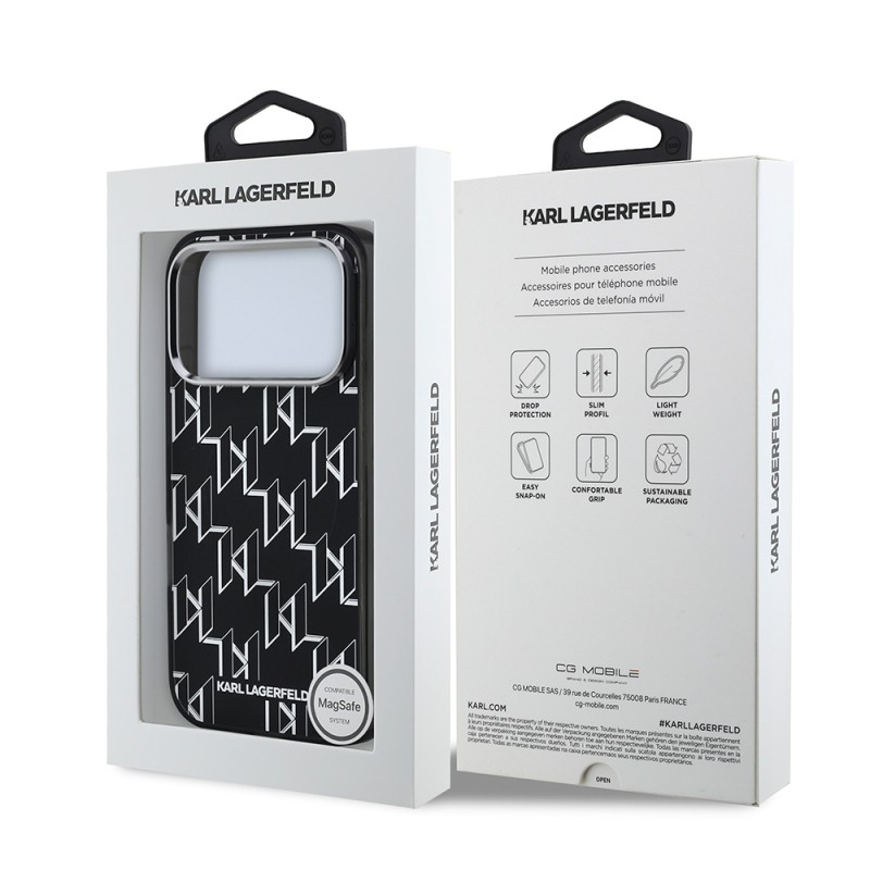 Apple iPhone 17 Pro Case Original Licensed M-Safe Charging Feature Karl Lagerfeld IML Printed Monogram Design Cover - 9