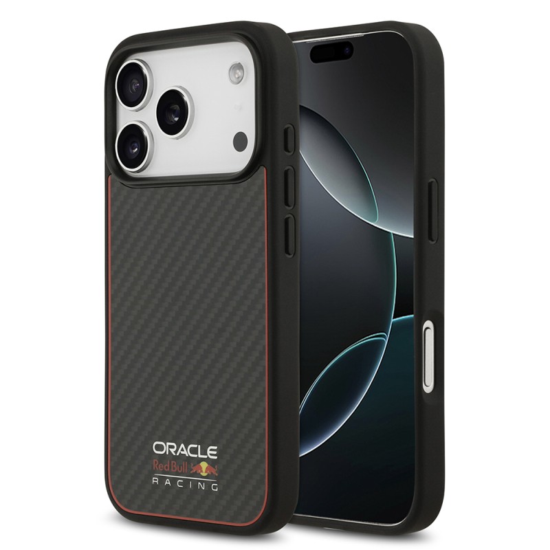 Apple iPhone 17 Pro Case Redbull Original Licensed M-safe Charging Enabled Carbon Fiber Cover with Glowing Logo - 2