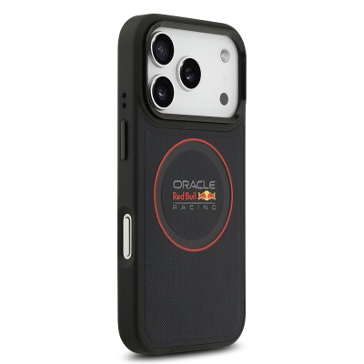 Apple iPhone 17 Pro Case Redbull Original Licensed M-safe Charging Feature Red Ring and Logo Embossed PU Leather Cover - 6