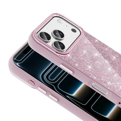 Apple iPhone 17 Pro Case Shining Glitter Zore Okso Cover M-safe Charging Feature - 12