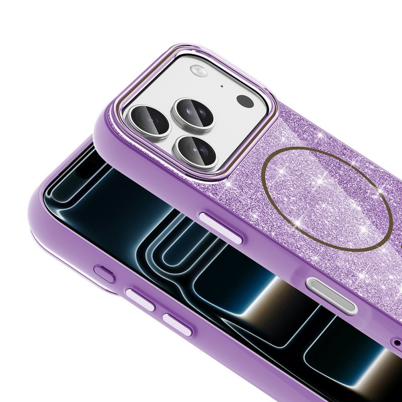 Apple iPhone 17 Pro Case Shining Glitter Zore Okso Cover M-safe Charging Feature - 13