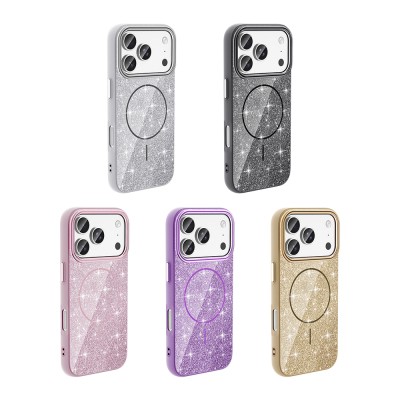 Apple iPhone 17 Pro Case Shining Glitter Zore Okso Cover M-safe Charging Feature - 17