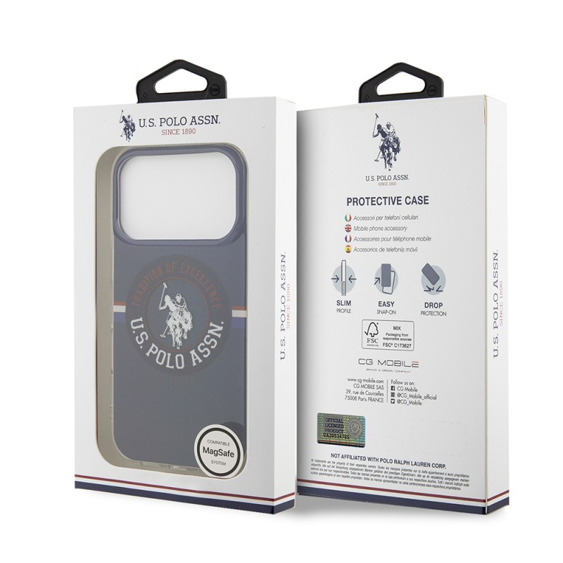 Apple iPhone 17 Pro Case U.S. Polo Assn. Original Licensed M-Safe Charging Feature IML Stripe Logo Cover - 9