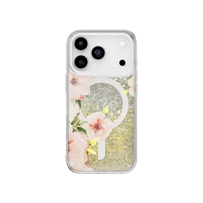 Apple iPhone 17 Pro Case with M-safe Charging Feature Floral Patterned Glittery Back Surface Coehl Fleurette Cover - Coehl
