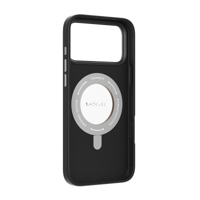 Apple iPhone 17 Pro Case with M-safe Charging Function, 360 Degree Stand, Simple Matte Leather Pattern, Youngkit Tech Leather Series Cover - 11