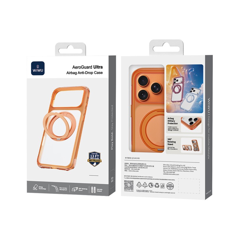 Apple iPhone 17 Pro Case Wiwu AG-203 AeroGuard Ultra Series M-safe Charging Enabled Airbag Designed Stand Cover - 35