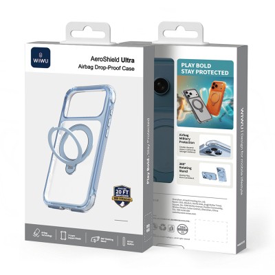 Apple iPhone 17 Pro Case Wiwu AS-203 AeroShield Ultra Series M-safe Charging Enabled Airbag Designed Stand Cover - 36