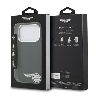 Apple iPhone 17 Pro Kılıf Aston Martin Orjinal Lisanslı M-safe Şarj Özellikli Metal Logolu PU Deri Kapak - 9