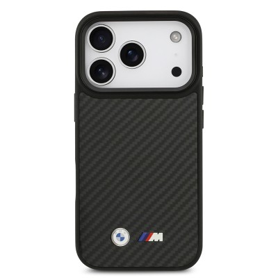 Apple iPhone 17 Pro Kılıf BMW Orjinal Lisanslı M-safe Şarj Özellikli Karbon Fiber Metal Logolu Kapak - 4