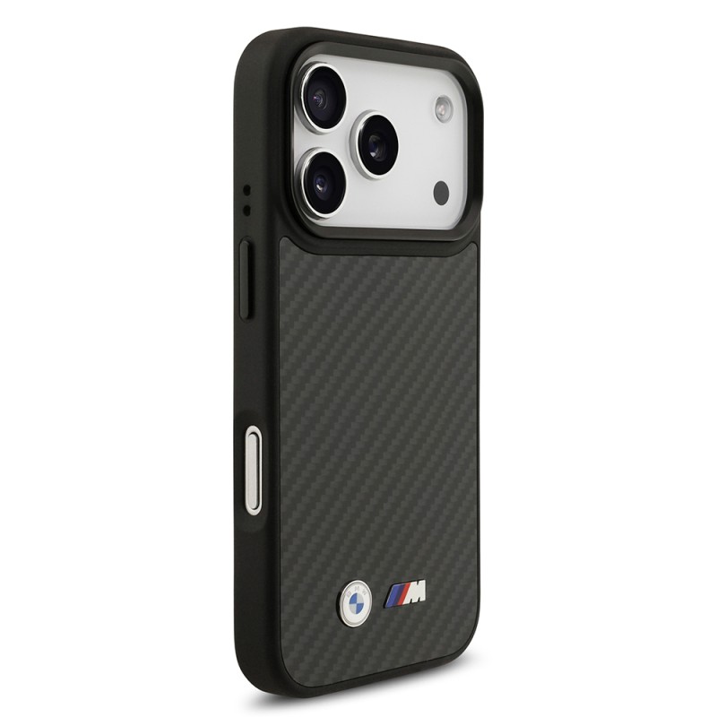 Apple iPhone 17 Pro Kılıf BMW Orjinal Lisanslı M-safe Şarj Özellikli Karbon Fiber Metal Logolu Kapak - 5