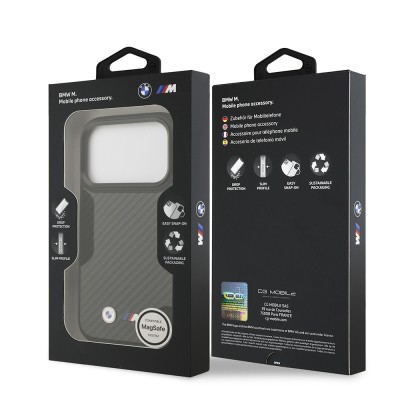 Apple iPhone 17 Pro Kılıf BMW Orjinal Lisanslı M-safe Şarj Özellikli Karbon Fiber Metal Logolu Kapak - 9
