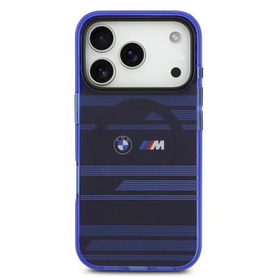 Apple iPhone 17 Pro Kılıf BMW Orjinal Lisanslı M-safe Şarj Özellikli Metal Kamera Butonlu Yatay Şeritli M Dizayn Kapak - 6