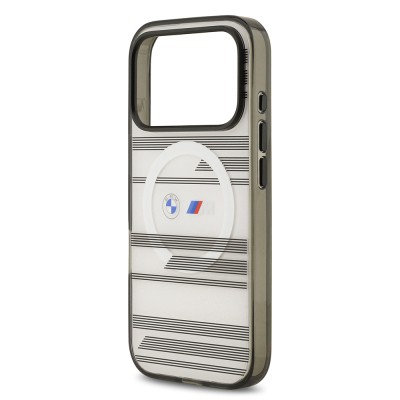 Apple iPhone 17 Pro Kılıf BMW Orjinal Lisanslı M-safe Şarj Özellikli Metal Kamera Butonlu Yatay Şeritli M Dizayn Kapak - 16