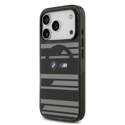 Apple iPhone 17 Pro Kılıf BMW Orjinal Lisanslı M-safe Şarj Özellikli Metal Kamera Butonlu Yatay Şeritli M Dizayn Kapak - 19